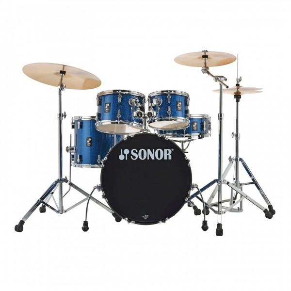 Sonor AQX 22" 5pc Drum Kit w/Hardware & Free Throne, Blue Ocean Sparkle