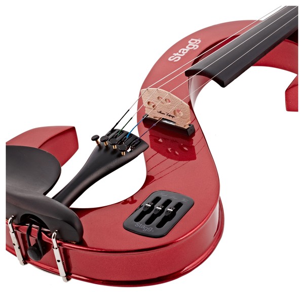 Stagg S-Shaped Electric Violin Outfit, Metallic Red