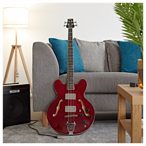 San Francisco Semi Acoustic Bass Wine Red, 15W Bass Amp Pack
