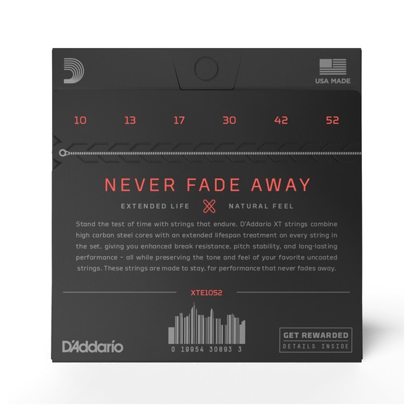 D'Addario XTE1052 XT NPS Light Top/Heavy Bottom Guitar Strings, 10-52