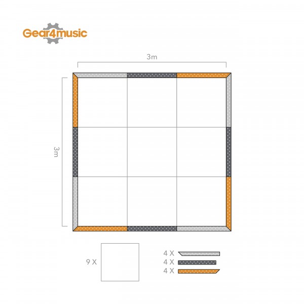 3m x 3m Portable Dance Floor by Gear4music, White Finish