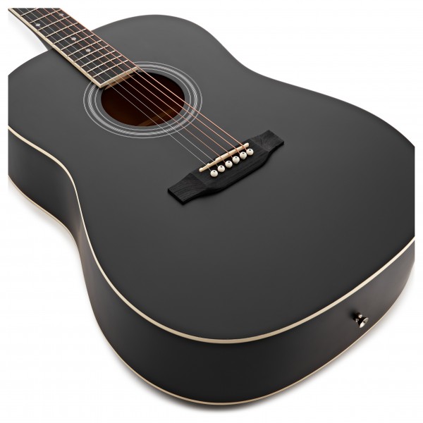 Dreadnought Left Handed Acoustic Guitar by Gear4music, Black