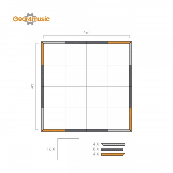 4m x 4m Portable Dance Floor by Gear4music, White Finish
