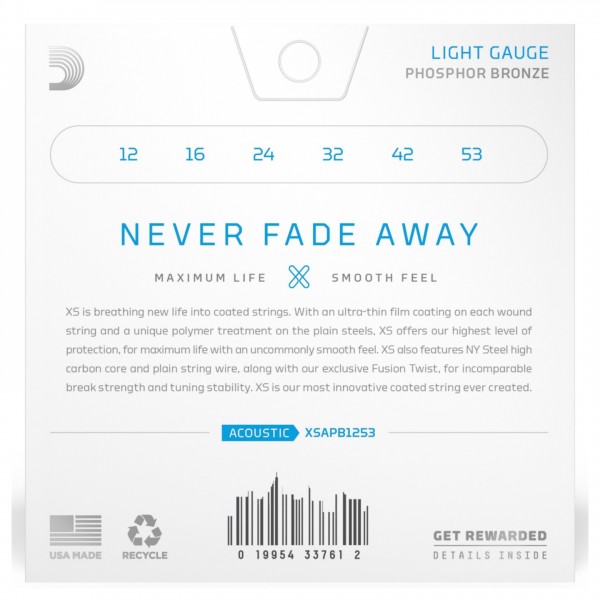 D'Addario XSAPB1253 Acoustic Phosphor Bronze, Light, 12-53