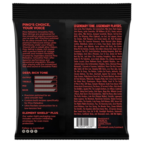 Ernie Ball 2749 Pino Palladino Smoothie Flats Bass Strings 43-108