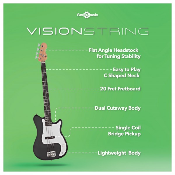 VISIONSTRING Bass Guitar Pack, Black