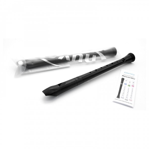 Nuvo Descant Recorder, German Fingering, Black and Black