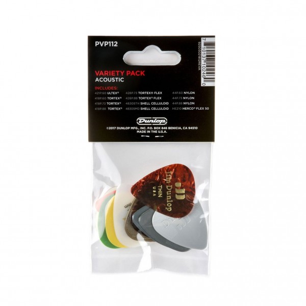 Dunlop JD-PIC-PVP112 Picks Variety Acoustic, Pack 12