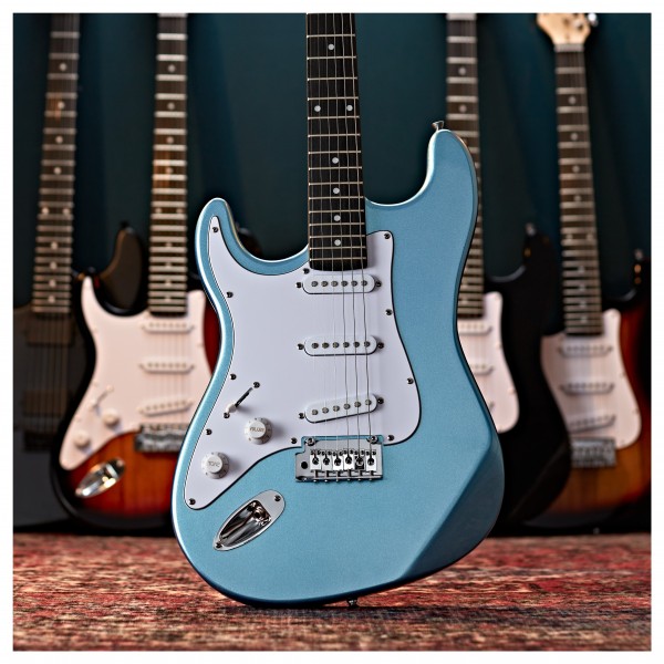 LA Select Left Handed Electric Guitar by Gear4music, Blue Metallic