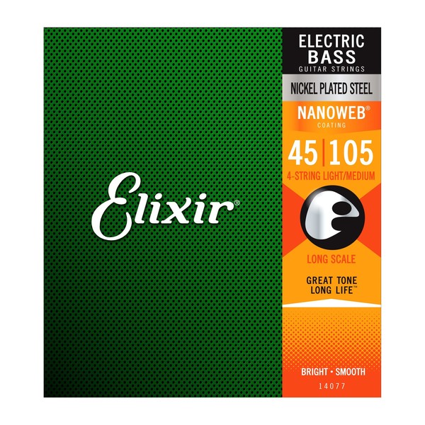 Elixir 14077 NANOWEB Nickel Plated Bass Strings, 45-105