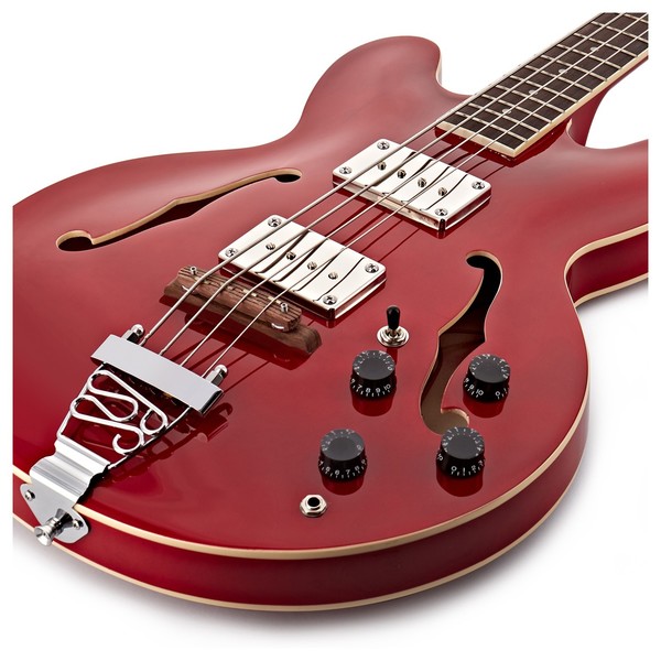 San Francisco Semi Acoustic Bass by Gear4music, Wine Red