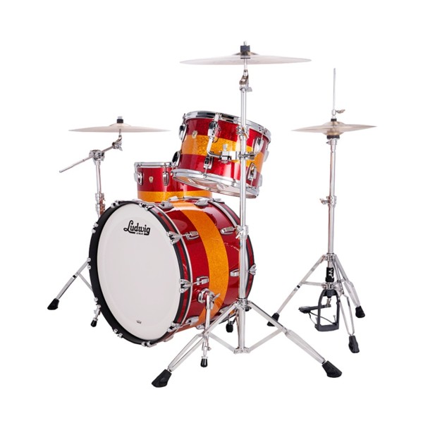 Ludwig Classic Maple 22" Fab 3pc Shell Pack, Triband Red/Gold/Red Sparkle