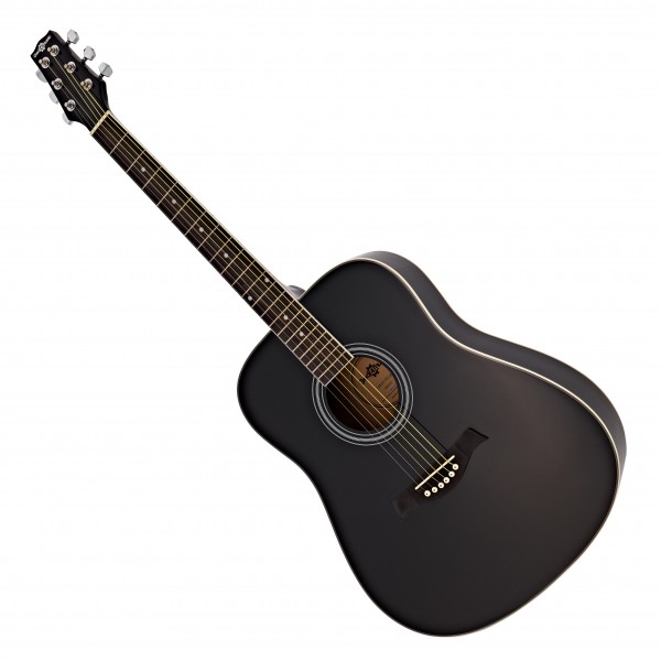 Dreadnought Left Handed Acoustic Guitar & Accessory Pack by Gear4music, Black