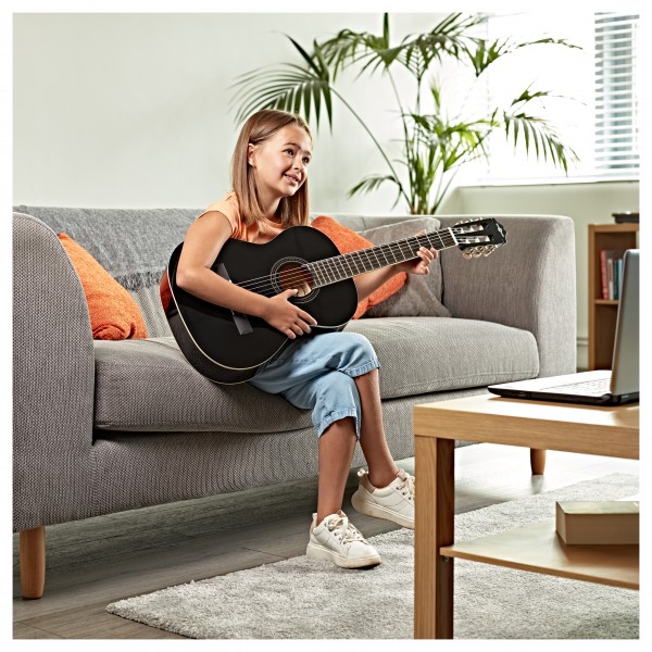 Deluxe 3/4 Classical Guitar, Black, by Gear4music