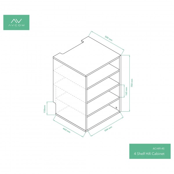 AVCOM Hi-Fi Cabinet 4 Shelf, Walnut
