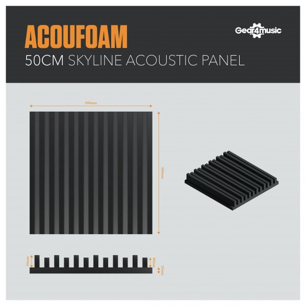 AcouFoam 50cm Skyline Acoustic Panel, Pair by Gear4music