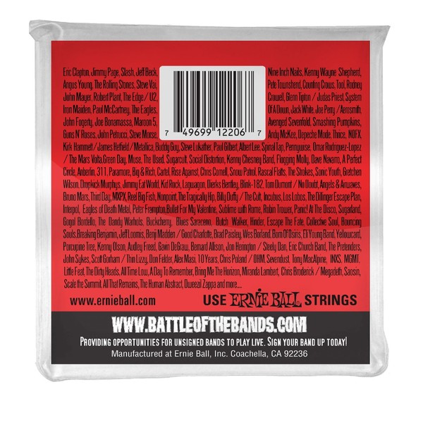 Ernie Ball 2206 Medium/Light Nickel Wound Set, Wound G String, 12-54