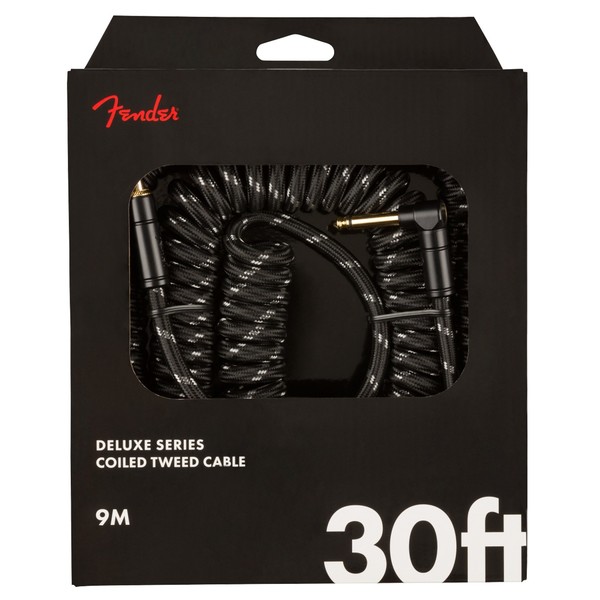 Fender Deluxe 30ft Coil Cable, Black Tweed