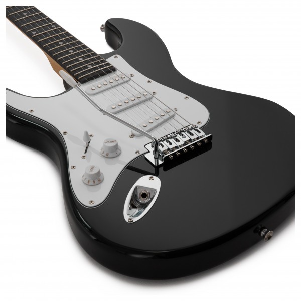 LA Left Handed Electric Guitar by Gear4music, Black, 2023 Edition