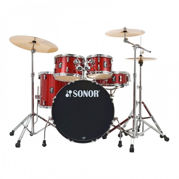 Sonor AQX 22" 5pc Drum Kit w/Hardware & Free Throne, Red Moon Sparkle