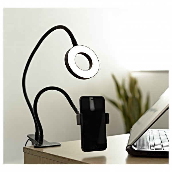 Flexible 3" LED Ring Light with Phone Holder by Gear4music