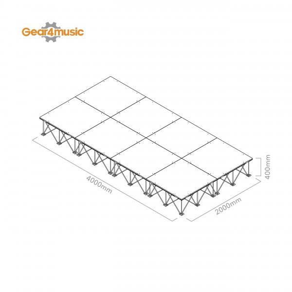 2m x 4m Portable Stage Kit by Gear4music, 40cm