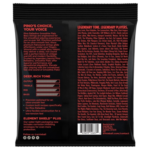 Ernie Ball 02748 Pino Palladino Smoothie Flats Bass Strings 38-98
