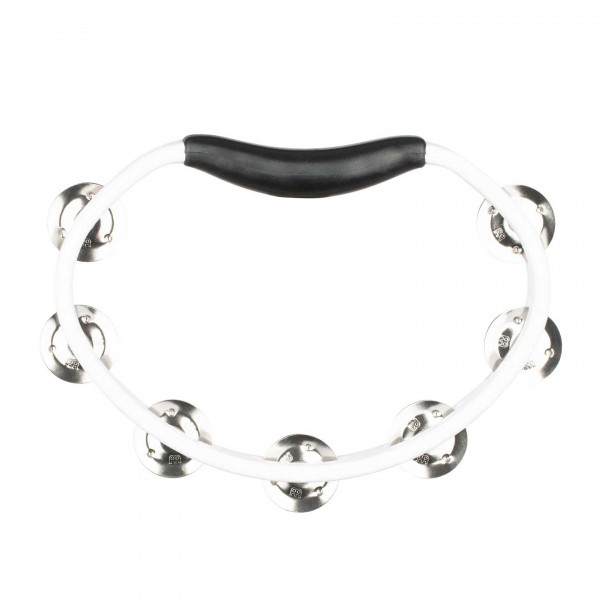 Meinl HandHeld ABS Tambourine Single Row Steel Jingles, White