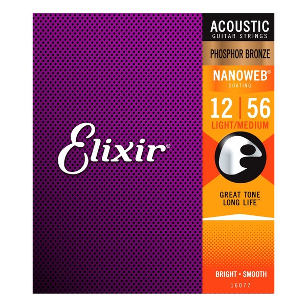 Elixir 16077 NANOWEB Phosphor Bronze Medium Light, 12-56