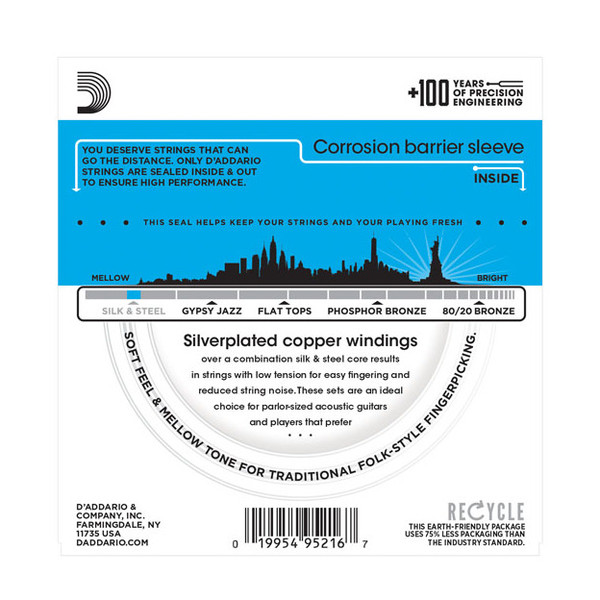 D'Addario EJ40 Silk & Steel Acoustic Guitar Strings, 11-47