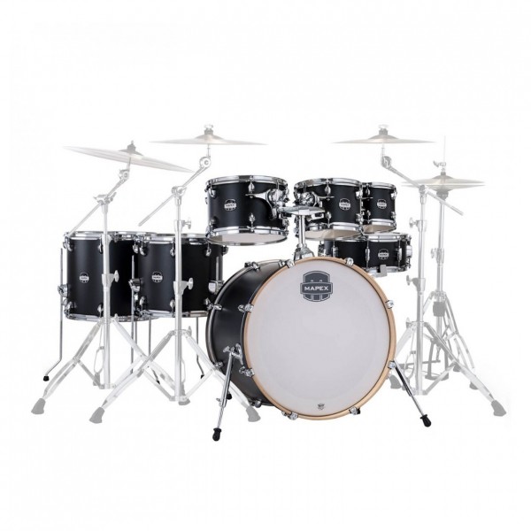 Mapex Mars Maple 22" 7pc Studioease Shell Pack, Matte Black - Free 8" Tom
