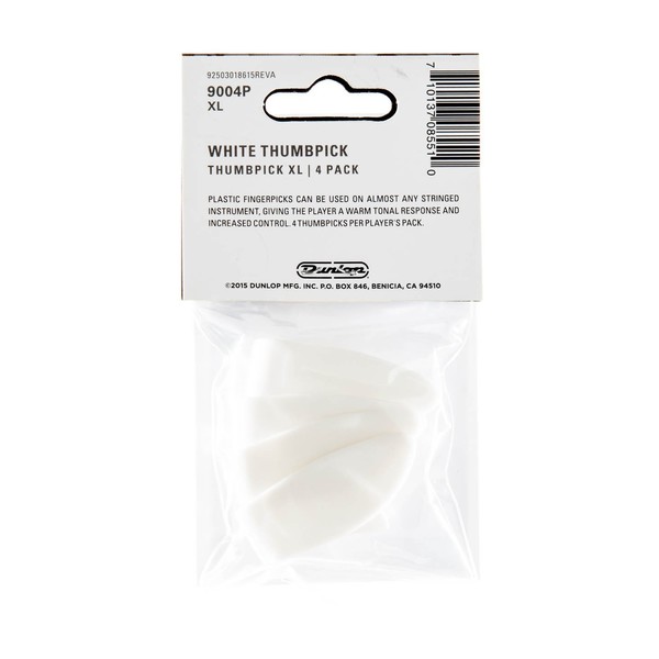 Dunlop White Plastic Thumbpicks Ex Large, Pack of 4