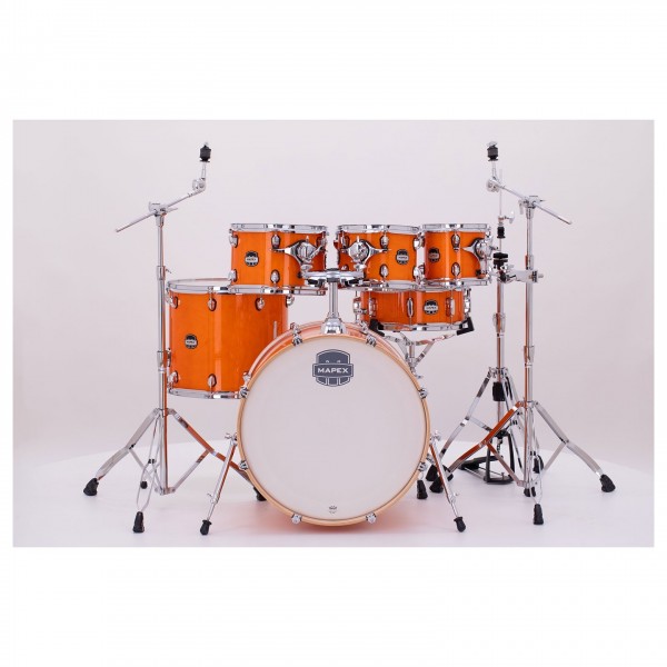 Mapex Mars Maple 22" 6pc Rock Fusion Shell Pack, Glossy Amber - Free 8" Tom