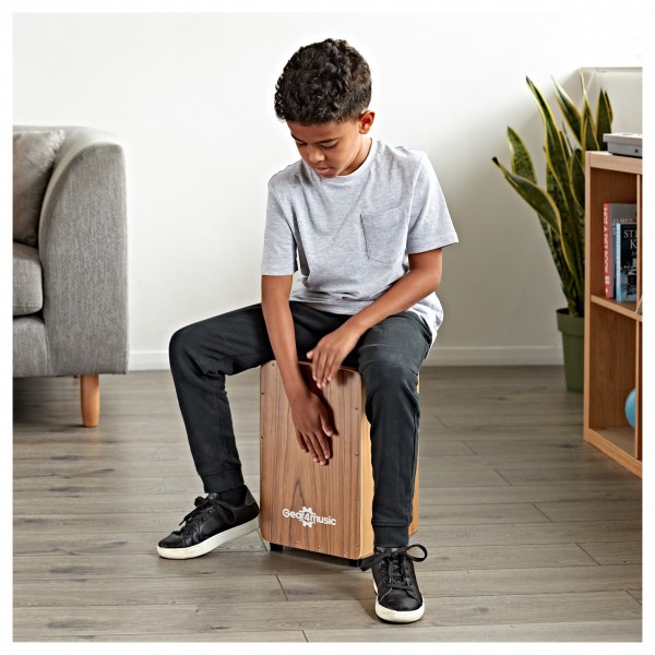 Compact Cajon and Gigbag by Gear4music, Teak