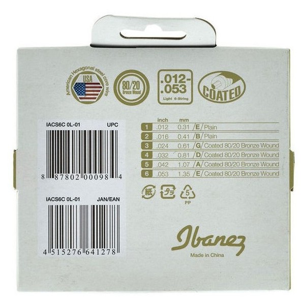 Ibanez IACS6C Acoustic Guitar Strings Set, Light