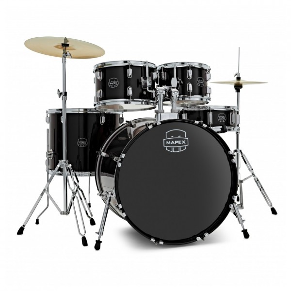 Mapex Comet Series 20" Fusion Drum Kit, Dark Black w/Ride Cymbal