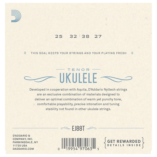 D'Addario EJ88T Nyltech Ukulele, Tenor