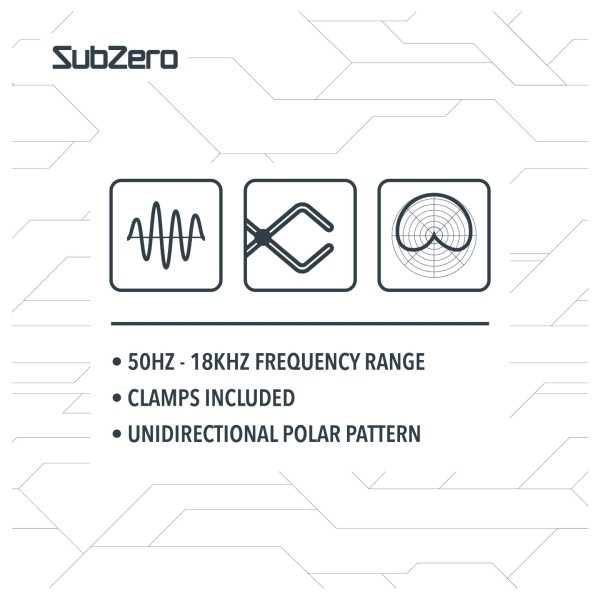 SubZero Complete 5 Piece Drum Microphone Pack with Stands & Cables