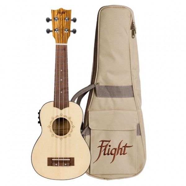 Flight DUS320CEQ Soprano Electro Ukulele, Zeb B&S