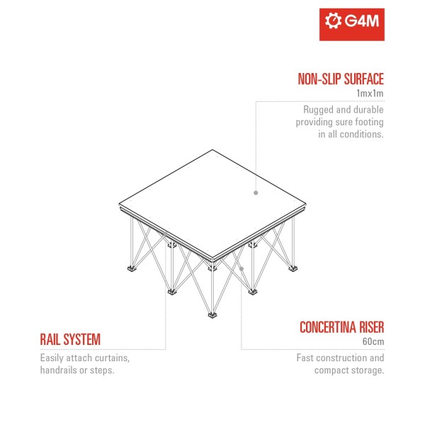 G4M 1m x 1m Spider Stage, 60cm
