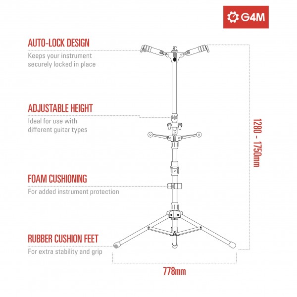 G4M Locking Quad Guitar Stand