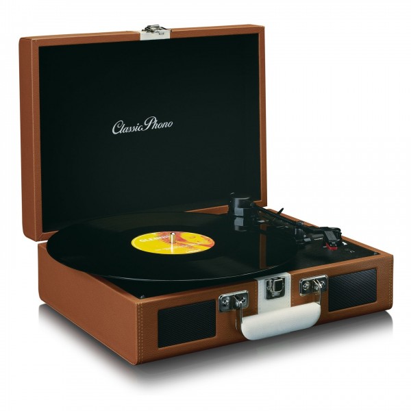 Lenco TT-120 Suitcase Turntable with BT and Built-In Speakers, Brown