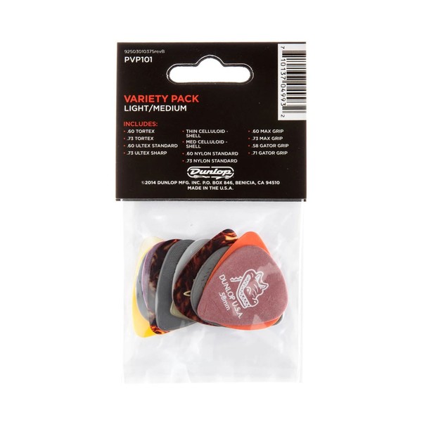 Dunlop PVP101-Pick Variety Pack, Medium-Light, Players Pack of 12