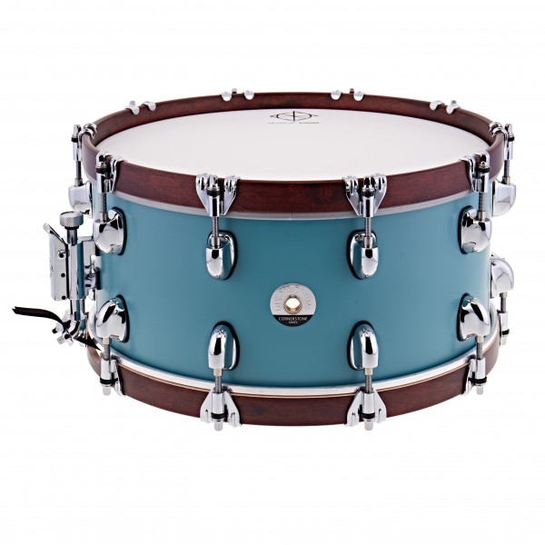 Dixon Drums 14 x 6.5" Cornerstone Satin Quetzal Blue w/Maple Hoops