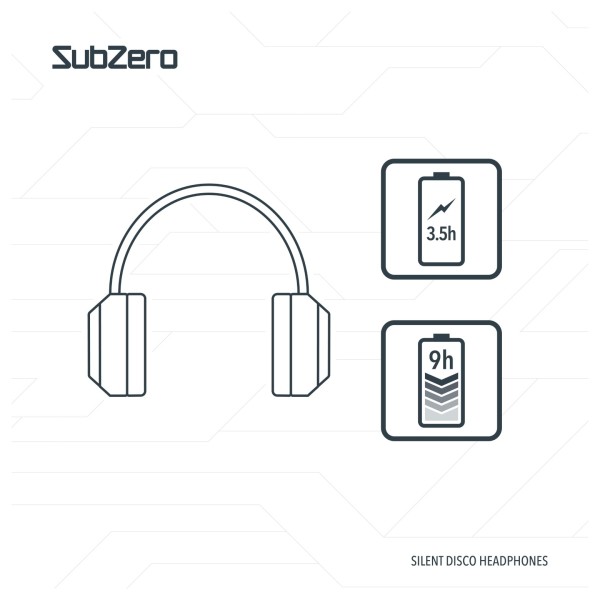 SubZero UHF Silent Disco Headphones, Pack of 4