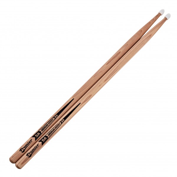 Premier 5A American Hickory Drumsticks, Nylon Tip 5 Pair Pack