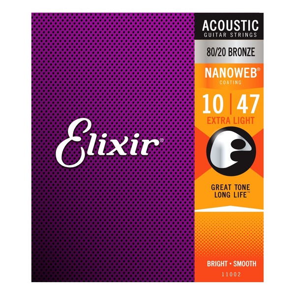 Elixir 11002 NANOWEB Extra Light Acoustic Guitar Strings, 10-47