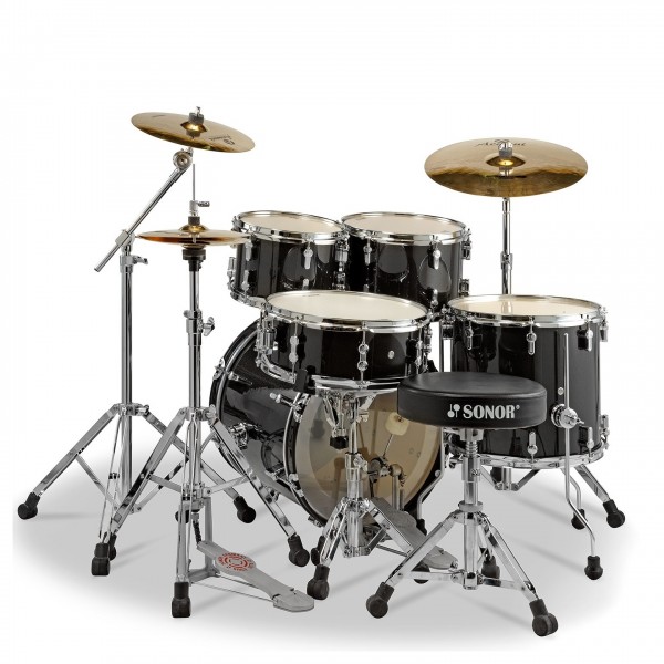 Sonor AQX 18" 5pc Junior Drum Kit w/Free Throne, Black Midnight Spkl.