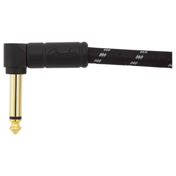 Fender Deluxe 30cm/1ft Angle Instrument Cable, Black Tweed