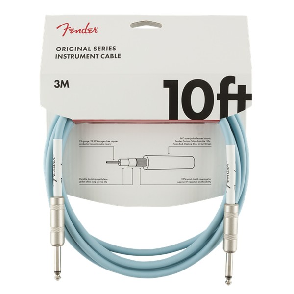 Fender Original 10ft Straight Instrument Cable, Daphne Blue